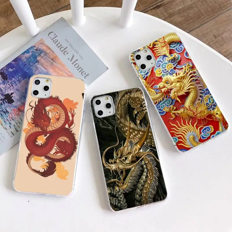 Черный чехол в китайском стиле с драконом для сотового телефона iphone 12 pro max 11 XS MAX 8 7