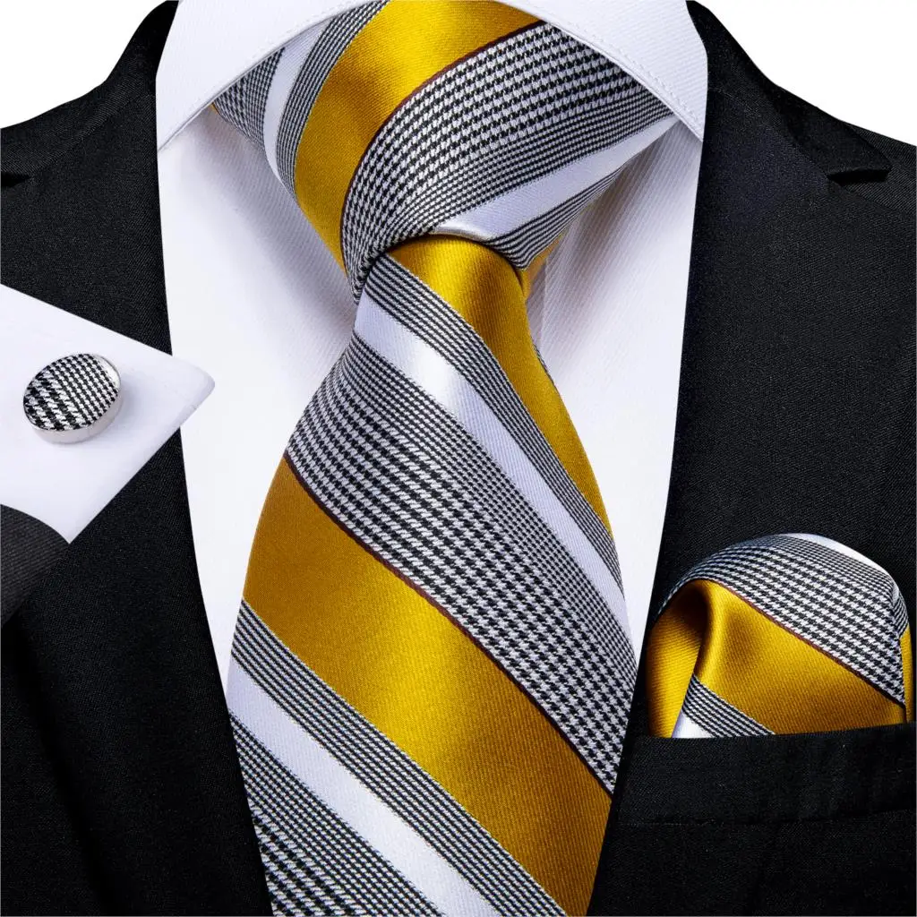 Men Tie Navy Blue Red Wine Striped Silk Wedding Tie for Men Handky cufflink Gift Tie Set DiBanGu Design Party Business Fashion - Цвет: SJT-7338