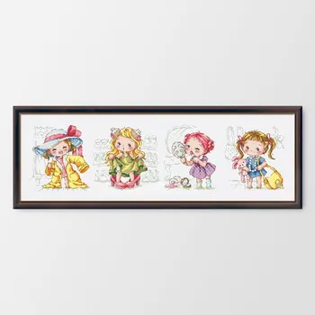 

Fishxx Printed on Canvas DMC Counted Chinese Cross Stitch Kits set Embroidery Needlework Little baby cartoon