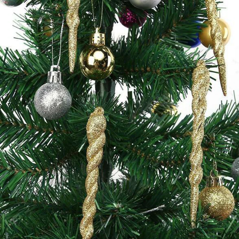 

12pcs Transparent Ice Christmas Party Hanging DIY Small Pendant Simulation Gold Silver Color Onion For Christmas Tree Decoration