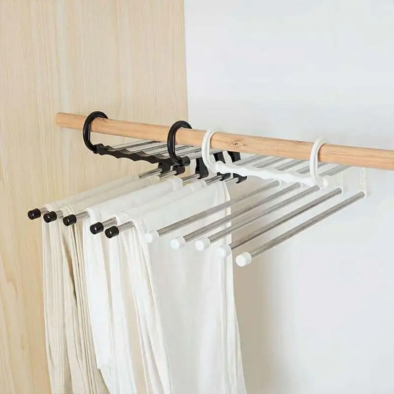 

Multi-layer Hanging Pants Storage Rack Five In One Hundred Magic Hanger Rack Pants Stainless Steel Multi-functional Pants Rack