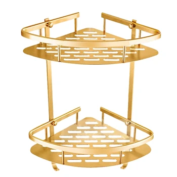 

New Bathroom Gold Shelf Shower Wall Mounted Corner Basket Shampoo Storage Wall Bathroom Shelf