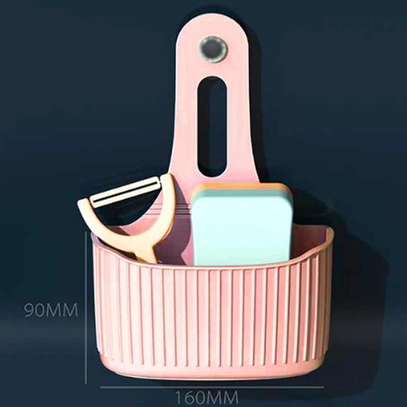 Kitchen Hanging Basket Sink Sponge Drain Holder Bathroom Storage Rack Organizer PVC 23*16cm basket strong suction