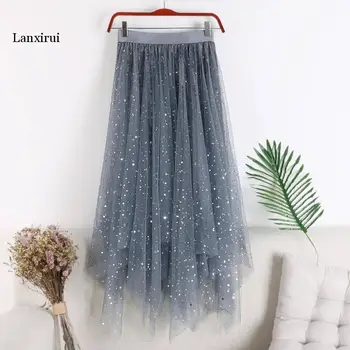 

Unique Tiered Layers Tulle Skirts Womens Bohemian Puffy Asymmetrical Adult Skirt Real Photo Chic Long Skirt Faldas Saia Jupe