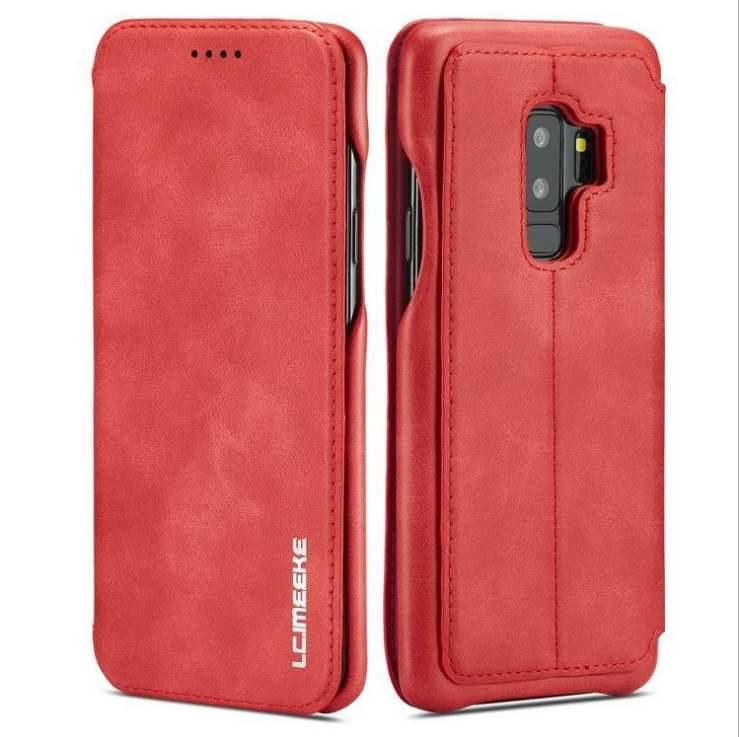 Кожаный чехол-книжка с бумажником для samsung Galaxy A20E A20 A30 A40 A50 A70 S7 край S8 S9 S10 5G S10E Plus Note 8 Note 9 Примечание 10 Pro - Цвет: Red
