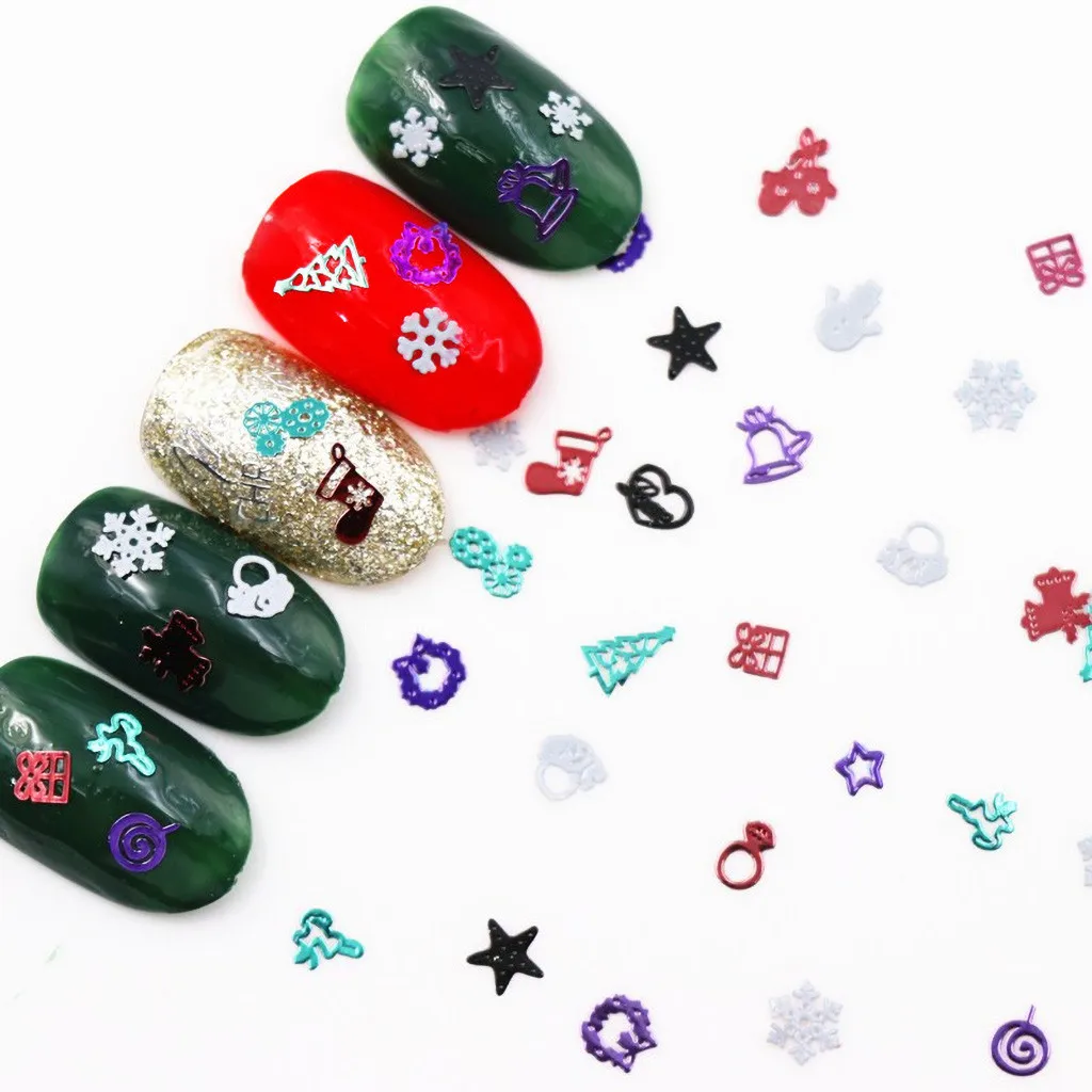 1 Коробки Рождественский Маникюр Золотой шт нейл-арта с блестками комплект к