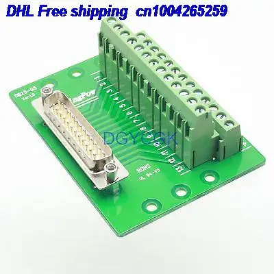 

DHL 20pcs DB25 180 degree D-SUB male 25pin port header 2 row Terminal block breakout PCB Board 22db