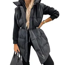 

Elegant Fashion Women Solid Color Sleeveless Coat Waistcoat Waist Jacket Vest Down Padded Zipper Jackets Outwear Warm Lady Gilet