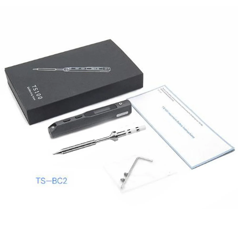 TS100 40W Mini Electric Soldering Iron Station Digital OLED Display 12/19/24V Replacment Tool Part - Цвет: TS100-BC2