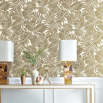 

Modern Metallic Gold White Leaf Paper Wallpaper For Wall Roll American Wall Paper Bedroom Living Room Background Home Decor