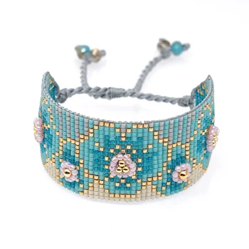 

ZHONGVI MIYUKI Bracelet For Women 3D Flowers Bracelets Jewelry Pulseras Mujer 2020 Handmade Loom Woven Bohemian Summer Armband