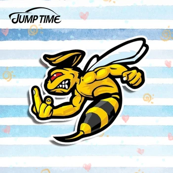 

Jump Time 13cm x 11.5cm Angry Bee Vinyl Warp Decal Car Stickers Helmet Decal For Car Body Windshield Bumper DIY Funny Sticker