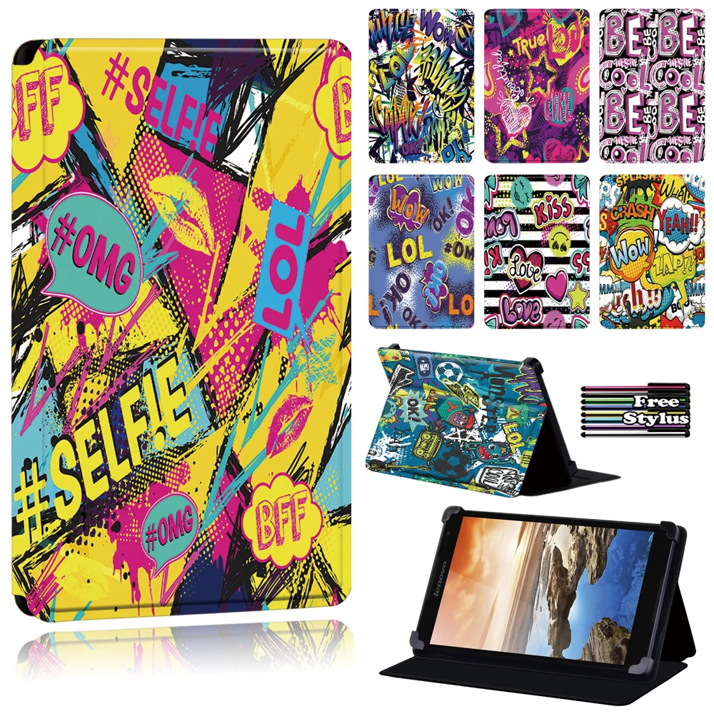 

Tablet Case Fit Lenovo Tab 8/Tab(A8-50 A5500/S8 - 50)/A7-(30 A3300/50 A3500)/Yoga Tab 4 Plu) /Thinkpad Tablet 2 - Graffiti Art