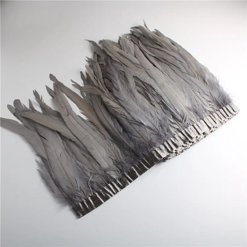 オンライン 発送 美しい 30 35 センチメートル 10 ヤードグレー染色雄鶏の尾羽羽トリム羽工芸品ドレススカートカーニバル衣装プルームトリム アウトレット買付 Electroaviacion Com