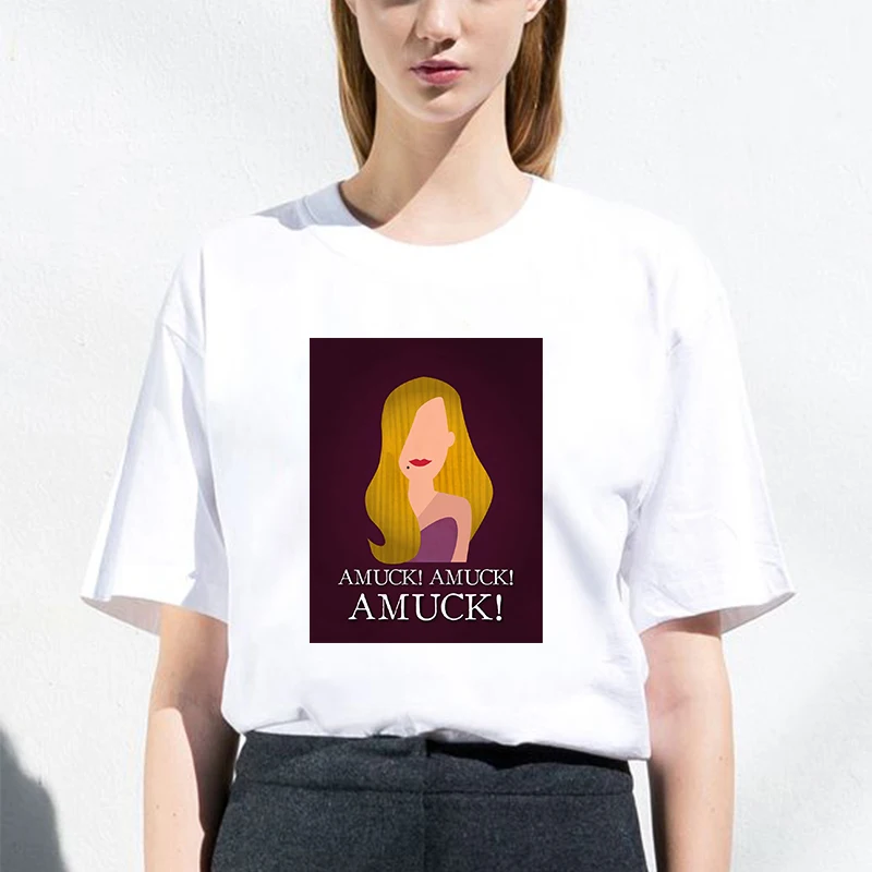 

Lei SAGLY Hocus Pocus AMUCK Graphic T Shirts Female Harajuku Halloween Horror Style T Shirt Gothic Tees Fahion Tee Top
