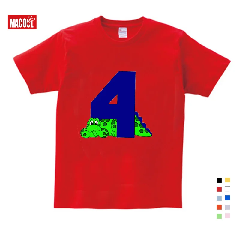 

Birthday T Shirt 4 Years Kids T Shirts Dinosaur Cartoon Children Short Sleeve Baby Girl T Shirt Summer O-Neck Toddler Boy Shirts