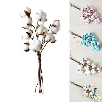 

10 Pcs Dried Flowers Head 30cm Cotton Stem Floral Branches Artificial Floral Decoration Artificial Plants Flowers Home Deocr