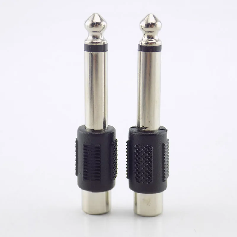 4pcs RCA/AV Female Jack to 6.35mm Male Plug to RCA Female Audio Adapters Connectors Plugs for DIY FM Microphone H10