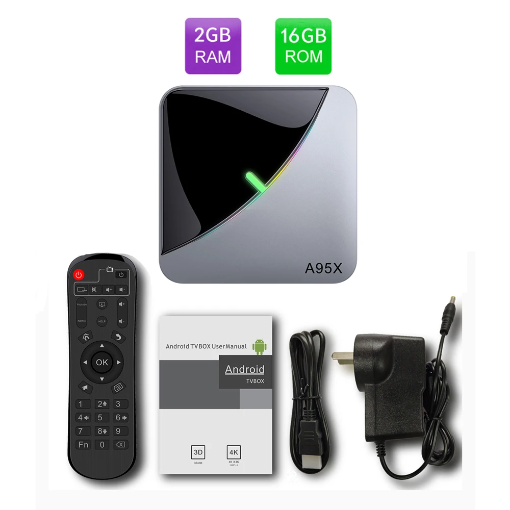 EstgoSZ A95X F3 Air Smart TV Box Android 9.0 Amlogic S905X3 Quad Core Max 4GB 64GB with RGB Light G31 GPU Dual USB Dual WiFi - Цвет: 2 16