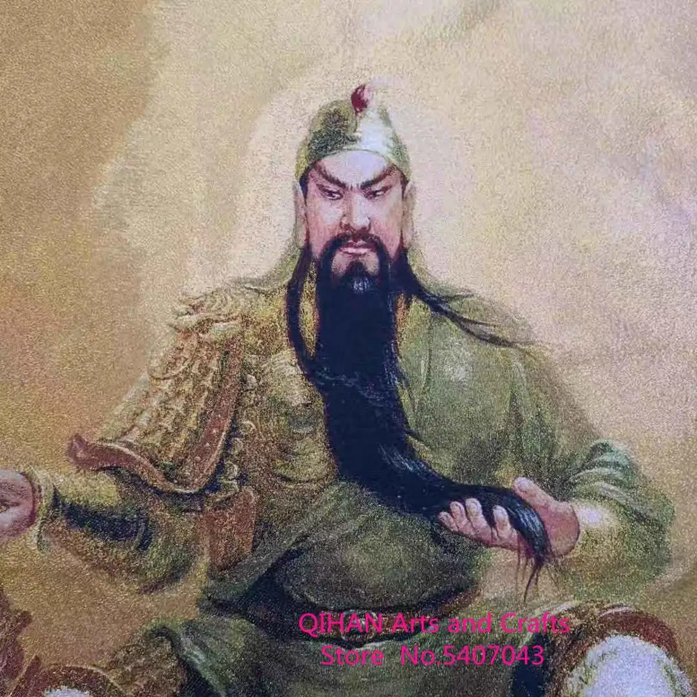 Guan Yu Guan Yun Chang Guan Gong Guan Gong Wu Dewa Kekayaan Guan Shengdi Thangka Permadani Sutra Emas Katun Bordir Kapas Patung Patung Aliexpress