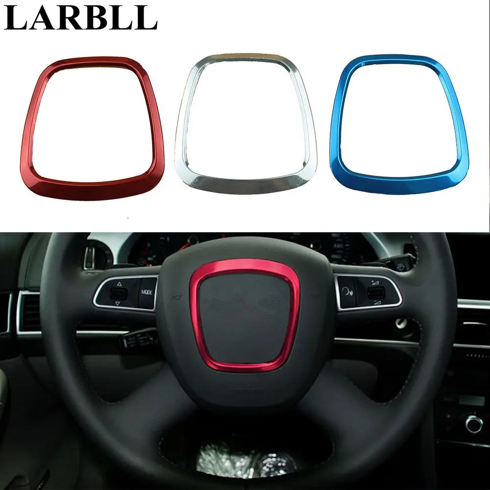 

LARBLL Chrome 3D sticker steering wheel trim emblem decorative frame cover sequins stickers accessories for Audi A4 A5 A6 Q5 Q7