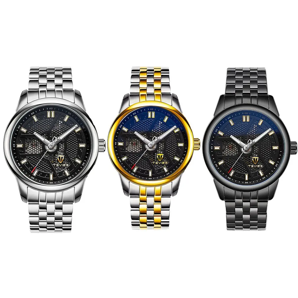 TEVISE новые механические часы, стальные с круглым взрывом, мужские часы, водонепроницаемые часы, модные повседневные осенние часы T9008A