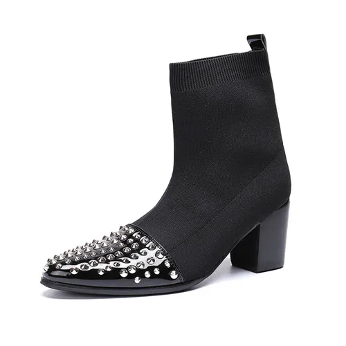 Bota masculina/черные ботинки «Челси» из натуральной кожи на высоком каблуке; мужские рабочие армейские военные сапоги с пряжкой на ремешке; Мужская зимняя обувь - Цвет: as picture