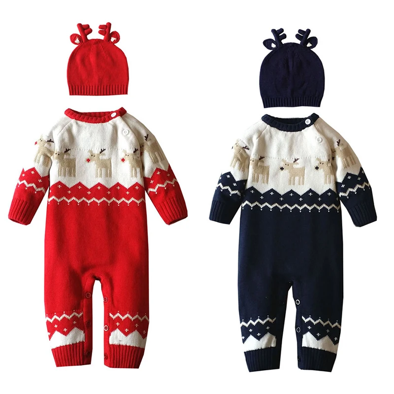 Вязаный комбинезон moose Одежда для новорожденных новогодний костюм мальчиков