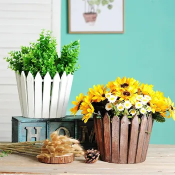 

Retro American Wooden Frame Hanging Flower Basket Pot Creative Fence-type Home Garden Balcony Metope Wall Murals Home Bar Decor