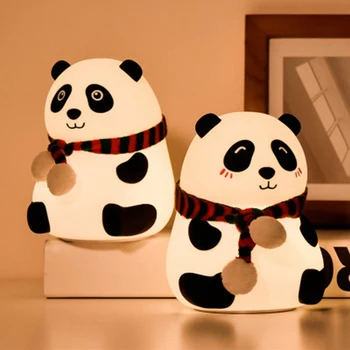

Panda LED Night Light Touch Sensor Colorful Cartoon Silicone Lamp Battery Powered Bedroom Bedside Lamp for Children Kids