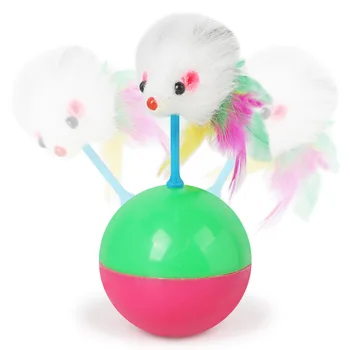 

Color Chicken Feather Flocking Mouse Tumbler Cat Toys Funny Plastic Training Feather Mouse Tumbler Ball For Cats Pet Supplies