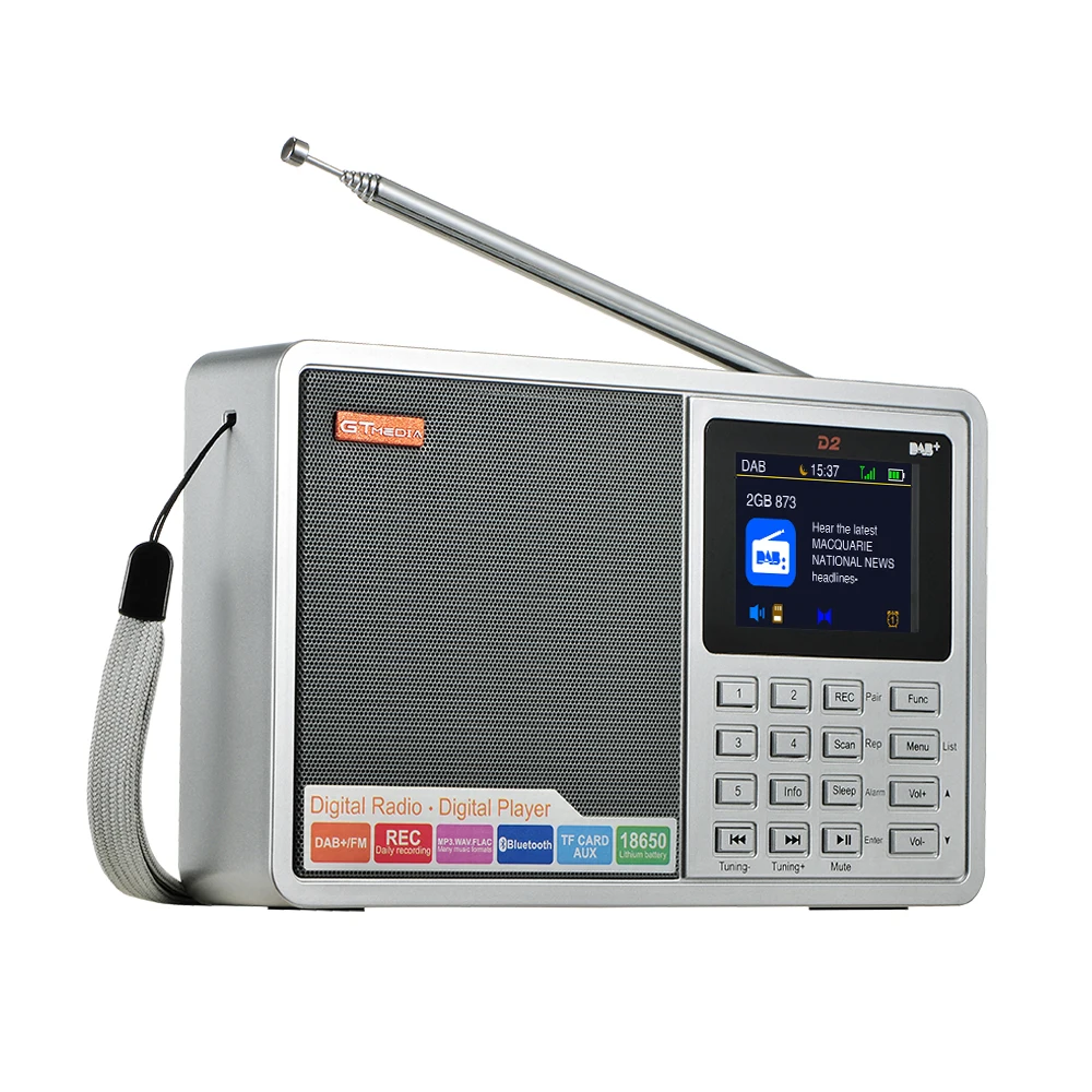 GTMEDIA D2 цифровое радио FM стерео/DAB многополосное радио 2," TFT-LCD цветной дисплей Будильник 18650 литиевый перезаряжаемый аккумулятор