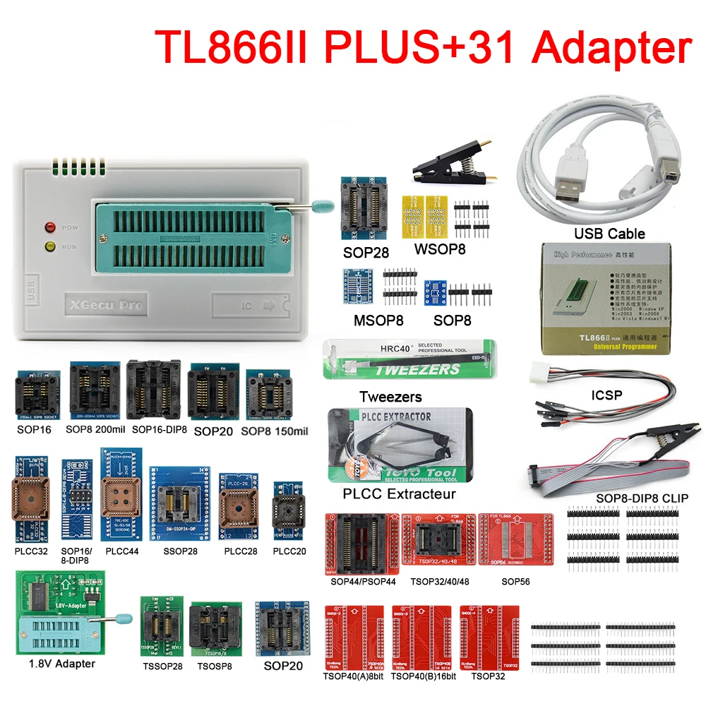 Программатор V10.27 TL866II Plus универсальный оригинальный программатор minipro TL866 nand flash