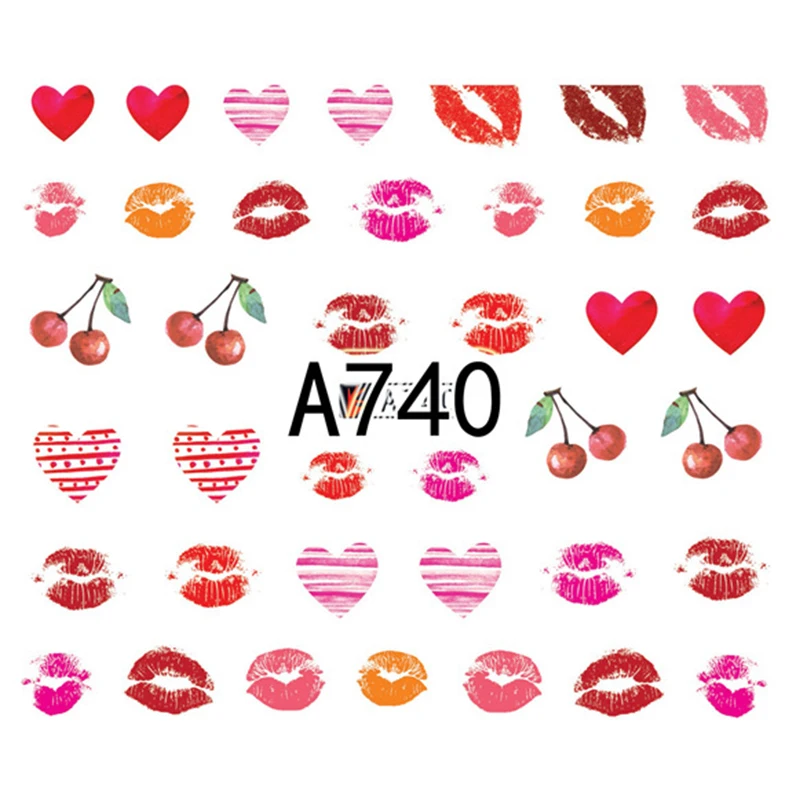 GAM BELLE New Designs 1 pc Sexy Lips Nail Stickers Decals Valentine Water Transfer Slider for 3