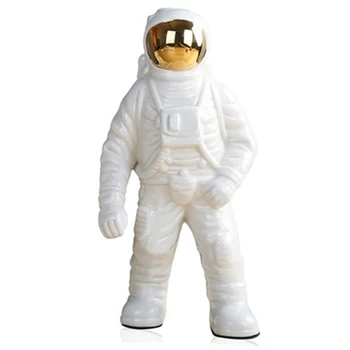 

Space Man Astronaut Sculpture Rocket Plane Pattern of Ceramic Material Cosmonaut Statue Fashion Decorations Big