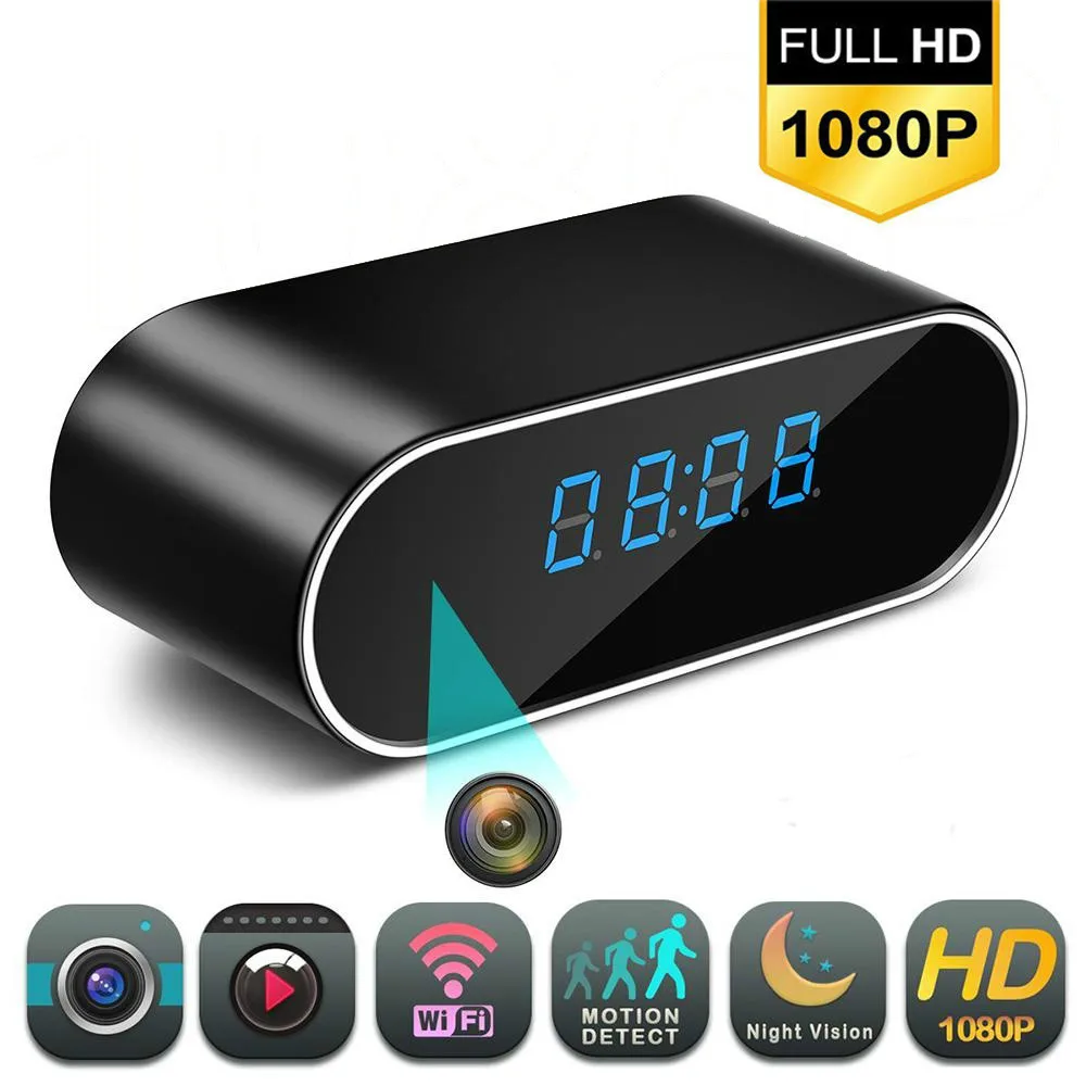 1080P HD Часы камера беспроводная Wi-Fi микро ИК Ночное Видение будильник видеокамера