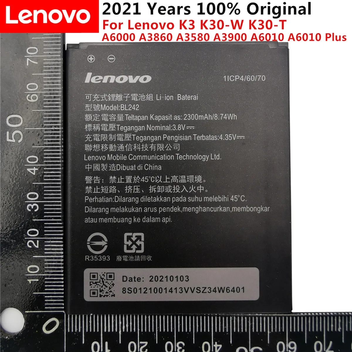 100% Оригинальный BL242 батарея для lenovo K3 K30-W K30-T A6000 A3860 A3580 A3900 A6010 плюс мА/ч.
