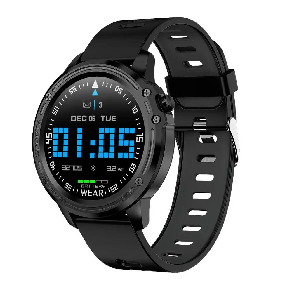 Torntisc L8 PPG+ ECG Full Round Display Smart Watch Men IP68 Waterproof Heart Rate Blood Pressure Sport Smartwatch - Цвет: Black