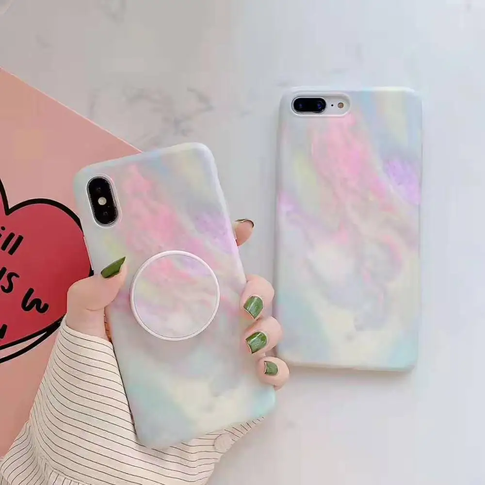 Классный цветной мраморный чехол для телефона iphone XS MAX XR X подставка держатель чехол для iphone 8 7 6 6s plus coque capa INS Корея fundas
