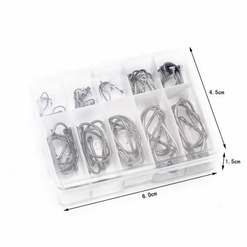 

100Pcs Hook Fishing Hook Bait High Carbon Steel Gold Silver Carp 10 Mixed Sizes 3-12 High Efficiency Lake River Ocean Hooks