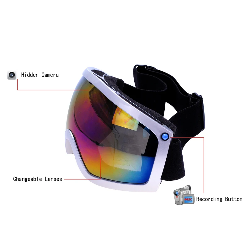 720P HD Лыжные очки-солнцезащитные очки камера под цветной двойной противотуманный объектив с 32G памяти внутри для съемки и записи в реальном времени
