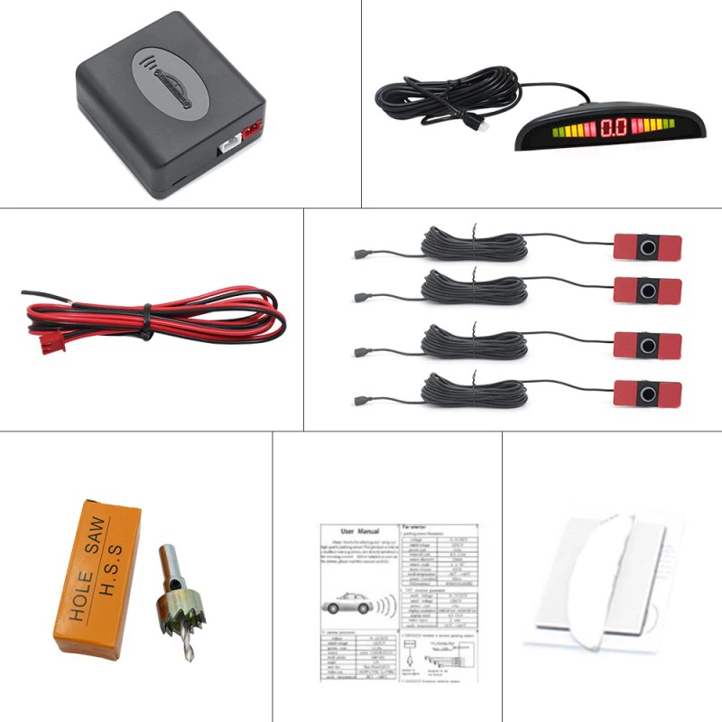 12V автомобильный радар заднего хода парковочные датчики 4 черные плоские