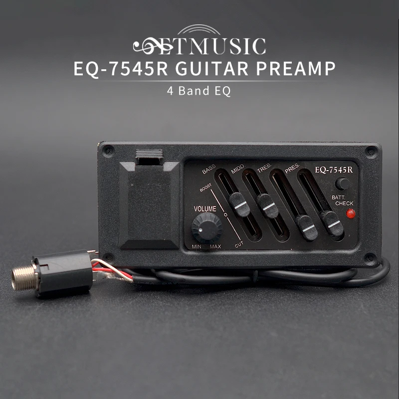 4 Band Guitar EQ 7545R Equalizer Acoustic Guitar Preamp Amplifier ...