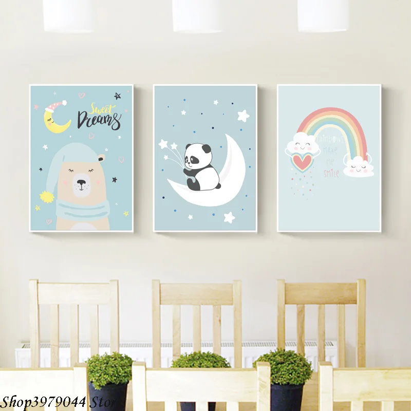 Детская Настенная картина живопись на холсте мультфильмы Cute Bear плакат панды