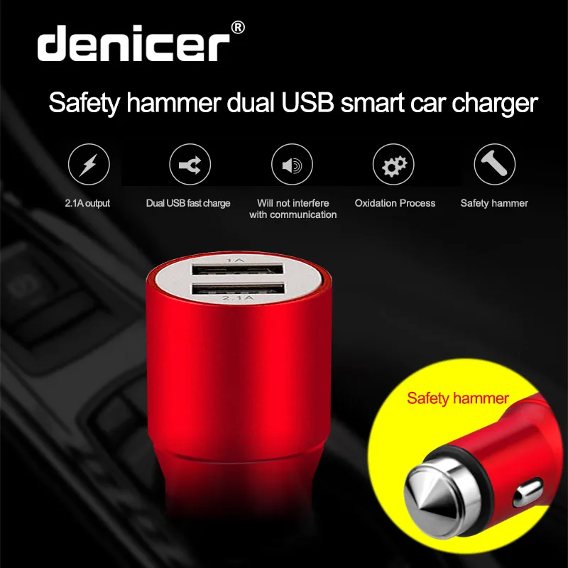 Denicer мини USB Автомобильное зарядное устройство для мобильного телефона планшета 2A/1A быстрое зарядное устройство автомобильное зарядное устройство двойной USB автомобильный адаптер зарядного устройства для телефона в автомобиле