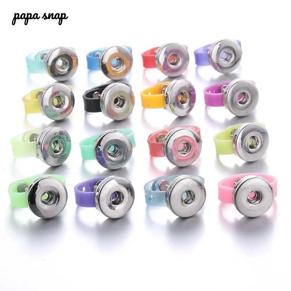 New colorful 18mm snap button Rings Metal Elasticity Adjustable 18mm