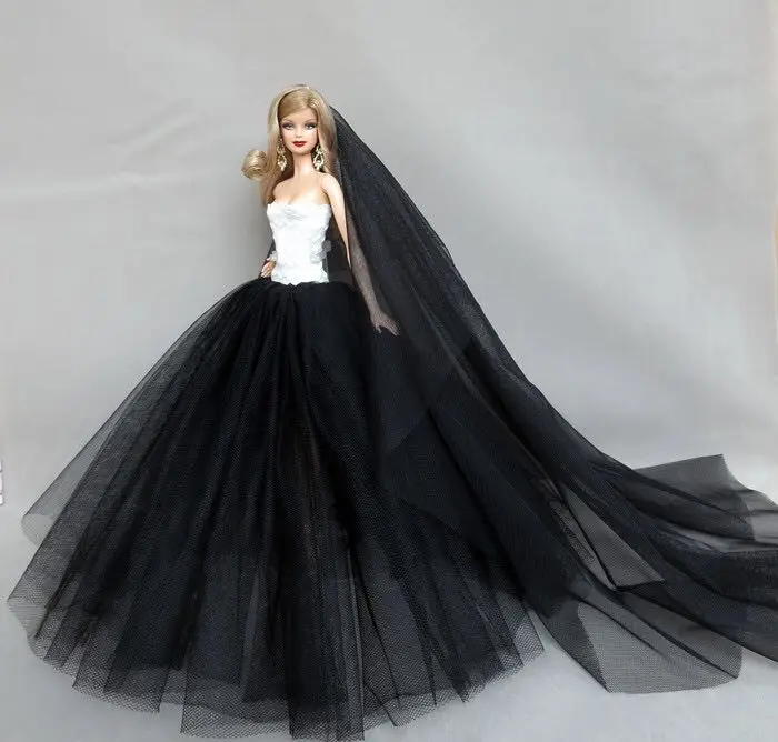 Barbie Doll Clothes Doll Clothes Case For barbie clothes Princess Ball Gown Elegant Layer Skirt Party Clothes Veil Long Wedding Dress For Barbie Doll
