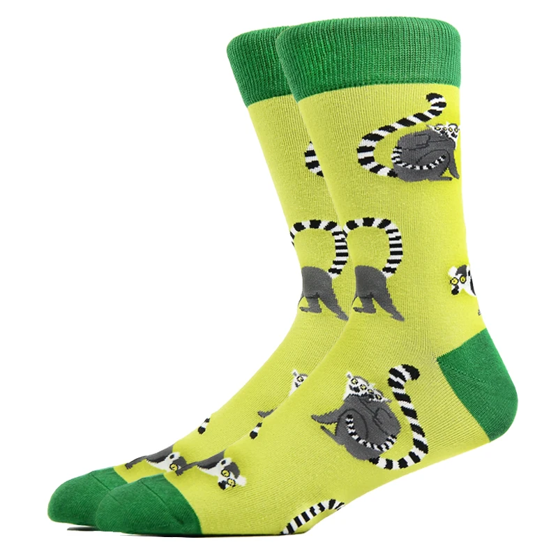 Fashion Men Happy Socks Combed Cotton Cartoon Animals Dog Cat Large Size Casual Women Cute Funny Harajuku Socks Colorful