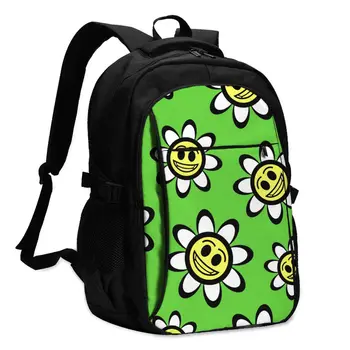 

Bags School Bags For Boy Girl TeenagerFunny Smile Flowers USB Charge Computer Laptop Back Pack