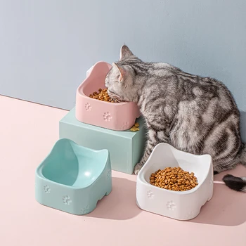 

Ceramic Cat Bowl,Tilted Elevated Cat Bowl,Ceramic Pet Food Bowl for Flat-Faced Cats,Small Dogs,Protect Pet's Spine